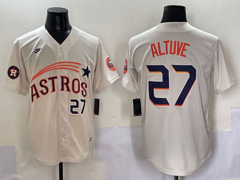 Men Houston Astros #27 Altuve Cream Five generations Joint Name 2025 Nike MLB Jersey style 5->houston astros->MLB Jersey